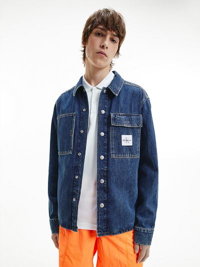 Calvin Klein Ruhák HU814132 | Calvin Klein Denim Férfi Ingdzseki Kék